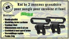 Lot de 2 anneaux grenadière pour sangle pour carabine et fusil