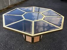 Table design 70 Roméo rega ? Laiton verre teinté glass dining octogonal