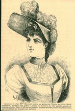 Gravure ancienne 1889 chapeau