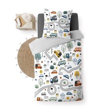 Housse de couette - 140 x 200 cm + taie - Bolide - Blanc