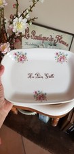 Petit plat porcelaine spécial pain grillé fleurs campagne Apilco