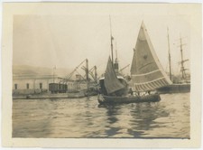 Barques sicilienne. Italie. Tirage argentique 1904.