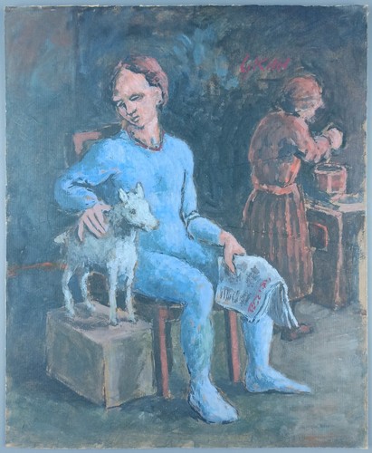 Ancien tableau garçon au - tableau, "garçon