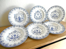 SIX ASSIETTES CREUSES FAIENCE JULES .VIEILLARD BORDEAUX DECORS MOUSTIERS Lot 1.