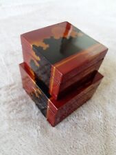 lot de 2 boîtes gigogne en bois laqué décor style Art Déco