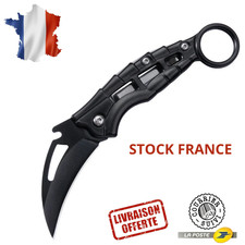 Karambit Pliant Portable EDC Tactique Survie Lame Acier Inox 5cm Manche Alu