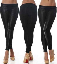 Leggings Wetlook Long Tights Effet Cuir Rayures Aux Genoux Fins Sexy 34 36 38