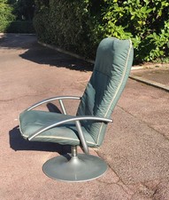 Fauteuil KEBE vintage 1970 Danemark inclinable en tube d'acier design Turquoise
