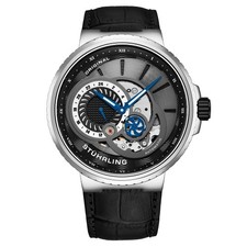 Stuhrling Original 996 02 Automatique Double Temps Montre Bracelet en Cuir Noir