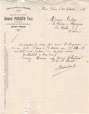 1919 FOIN ET PAILLE PRESSES ANDRE PARAUD FILS A SAINT YRIEIX - M. ALARY A