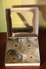 LOT DE 4 CENDRIERS TABLE DE BRIDGE BRIDGE VERRERIE D'ART VMC REIMS 1960 / 1970