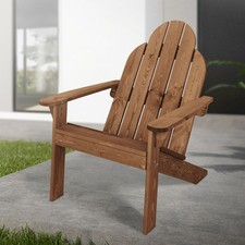 Fauteuil de jardin en bois massif marron Adirondack avec dossier et accoudoirs