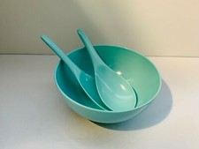 SALADIER MÉLANINE BLEU AQUA CELADON HABITAT SCARLETT NEUF AVEC 2 GRANDE CUILLERE