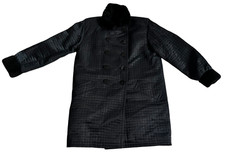Manteau Yves Saint Laurent Fourrures Noir - Taille 40, Col et Doublure en Lapin
