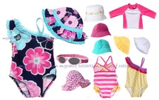 Baby Infant Toddler Girl Swim Shirt Hat Swimsuit Summer NWT