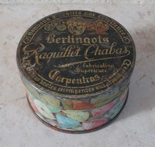 Ancienne Boite métal vintage old Berlingots Raquillet Chabas France bonbons