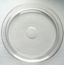 Plateau rond de service à liqueur, Art Déco, verre incolore, bord doré