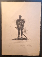 Lithographie ancienne – style figuratif – signée Alfred Lombard – 38,5 x 28 cm