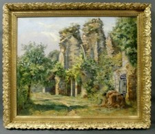 Tableau fin 19ème Paysage aux