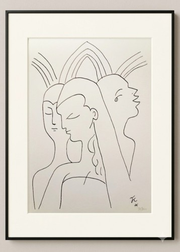 Superbe lithographie les - , trois