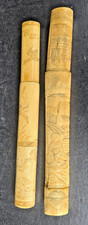 2 POIGNARDS JAPONAIS OS SCULPTÉ GRAVÉ DIT TANTO KATANA KNIFE JAPANESE MEÏJI