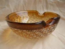 MURANO,VIDE POCHE,COUPELLE OU CENDRIER EN VERRE,INCLUSIONS ARGENT,EPOQUE XXème.