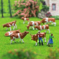 36pcs Échelle HO 1:87 Modèle D'animaux de la Ferme Peints (Vaches et Chevaux)