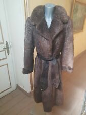 CHRISTIAN DIOR Manteau long en fourrure de Ragondin marron sombre T L (40-42)