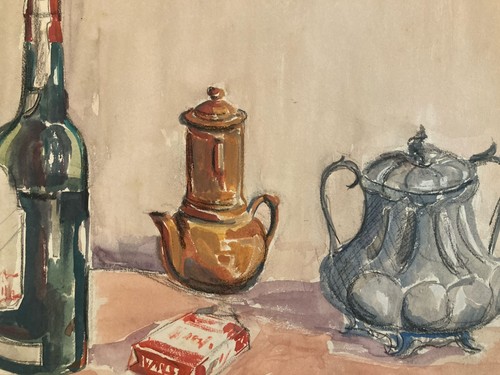 Peinture 1950 gouache papier - peinture,