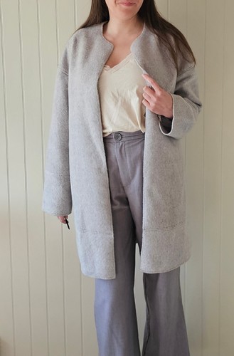 Manteau gris clair laine coupe