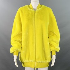 Veste Bomber Oversize En Fourrure Synthétique Texturée Jaune Taille M