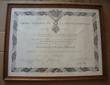 Diplôme Légion D'honneur