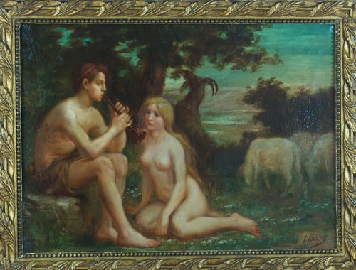 Tableau ancien portrait femme - ancien,
