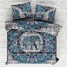 Housse De Couette Mandala Hippie Bohémien Reine Éléphant