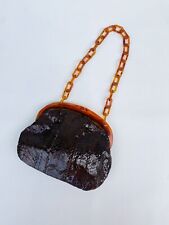 Ancien Sac à main minaudière en cuir de reptile vintage