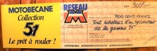 AFFICHE GARAGE MOTOBECANE 1986 MOBYLETTE MBK SOLEX CHEQUE en FRANC 51 51V V AV88