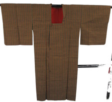 Manteau veste kimono japonais vintage Michiyuki marron soie hauteur chère 48 ...