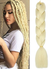 5x Paquet De Rajout Blond Platine Synthétique Pour Coiffure Tresse Longue 60cm