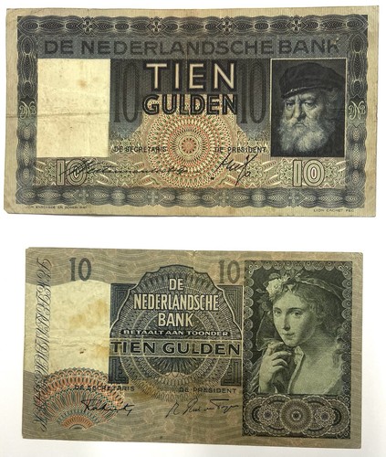 Lot billets banque - 10, gulden