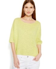 Eileen Fisher Ballet Neck Linen Cotton Slub Box Top PS