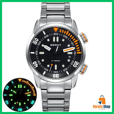✅ Montre Plongée Homme BERNY Automatique 20ATM Saphir Lumineuse Sport Mécanique
