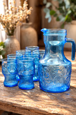 Service orangeade bleu vintage