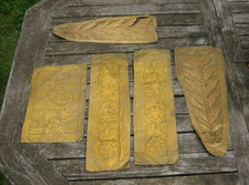 Lot Ancienne Plaque transfert Calque Pochoir en métal doré décor Floral