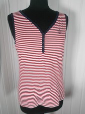 Top tee shirt débardeur TERRE DE MARINS sans manches T3 38/40 rouge rayé blanc