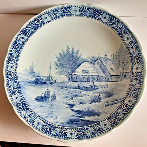 Assiette murale bleu delfts - murale,