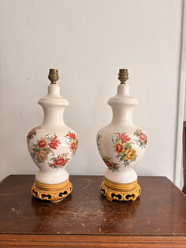 Ancien paire lampe - ancien, balustre