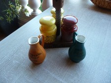 ancien Serviteur Moutarde Maille avec ses trois pots plus huile vinaigre