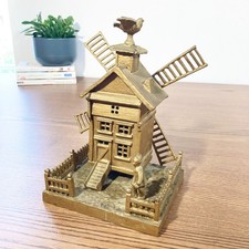 Tirelire Ancienne en Fonte 1910 – Moulin à Vent avec Personnage – Déco champêtre