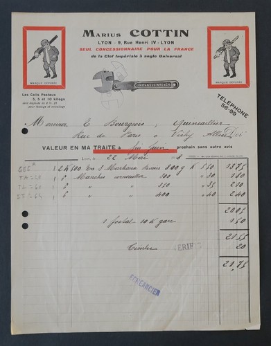 Facture 1918 marius cottin - 1918,