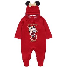 Minnie Mouse Nouveau-né Bébé Rouge Noël Ensemble Creepers Jumper Hat 3-6 mois